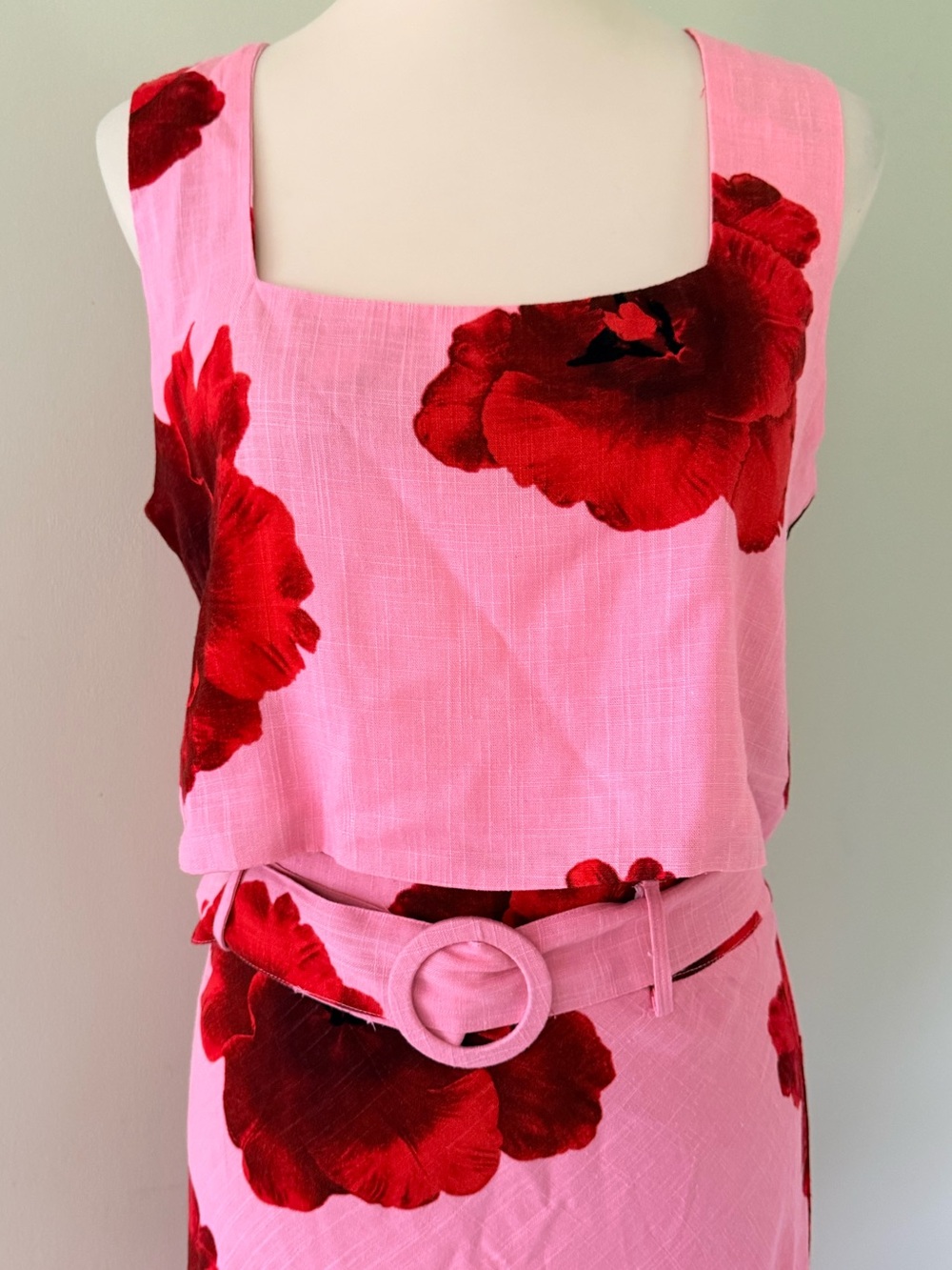NWT Paper Heart Australia Pink Floral Linen Blend 2-Piece Midi Skirt Set M - Picture 3 of 4
